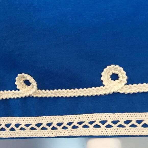 Objects D'art Royal blue and white short sleeve cold shoulder top - Picture 13 of 14